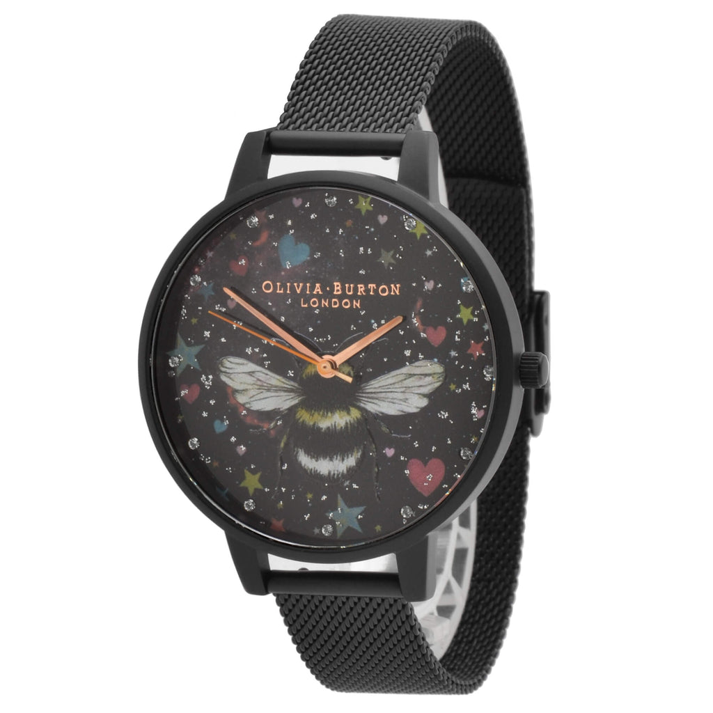 Olivia Burton Women's Watch - Night Garden Black Stainless Steel Bracelet | OB16WG87