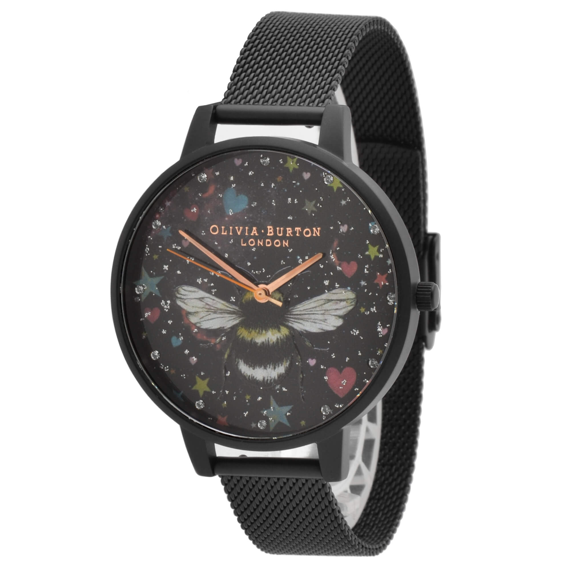 Olivia Burton Women's Watch - Night Garden Black Stainless Steel Bracelet | OB16WG87