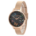 Olivia Burton Women's Watch - Night Garden Rose Gold Steel Mesh Bracelet | OB16WG90