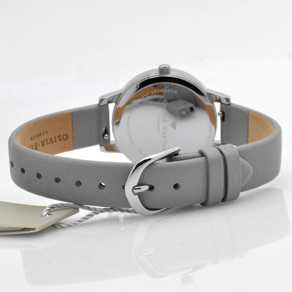 Olivia Burton Women's Watch - Watercolour Floral White Dial Grey Strap | OBGSET45