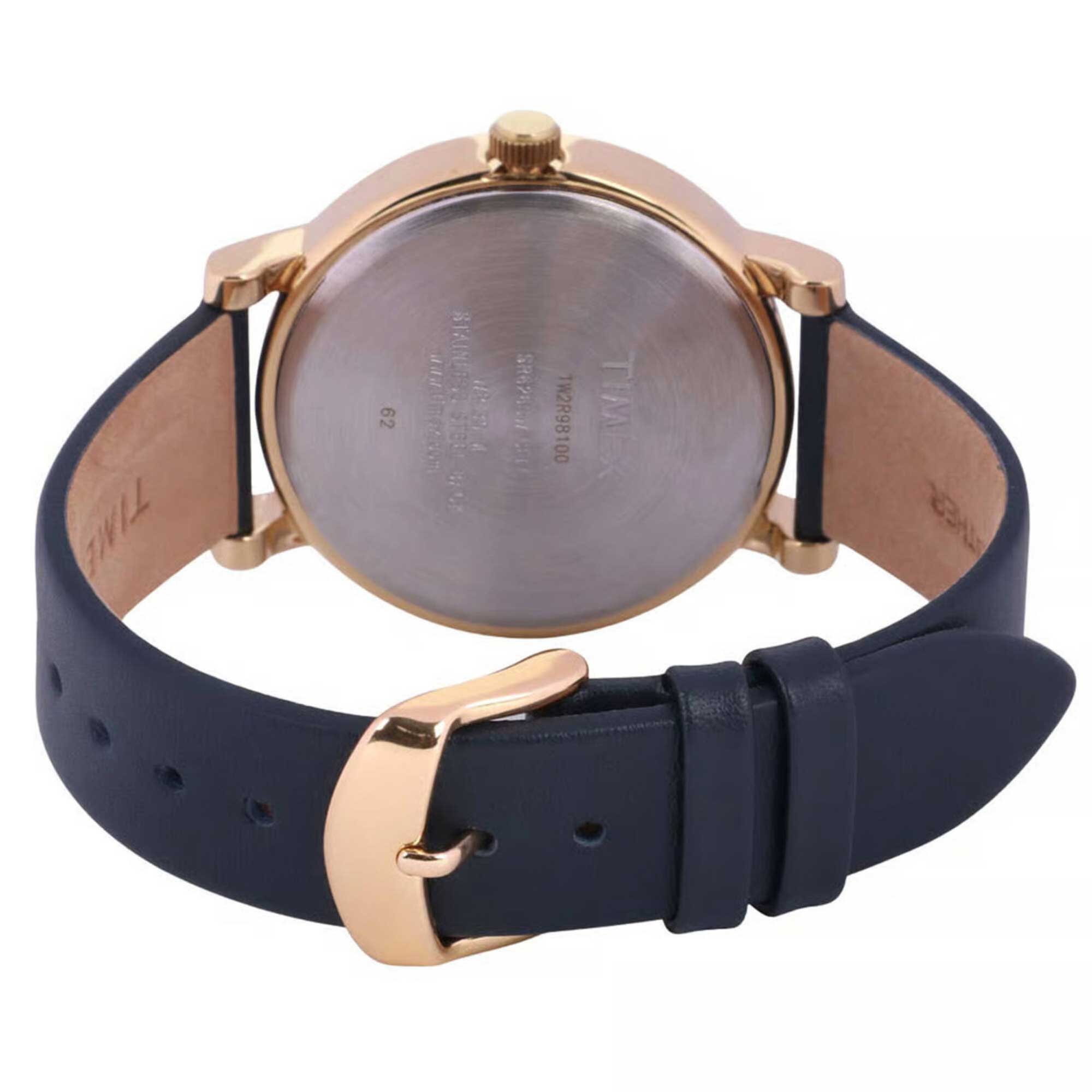 Timex Women's Watch - Crystal Opulence Quartz Blue Dial Leather Strap | TW2R98100ZA