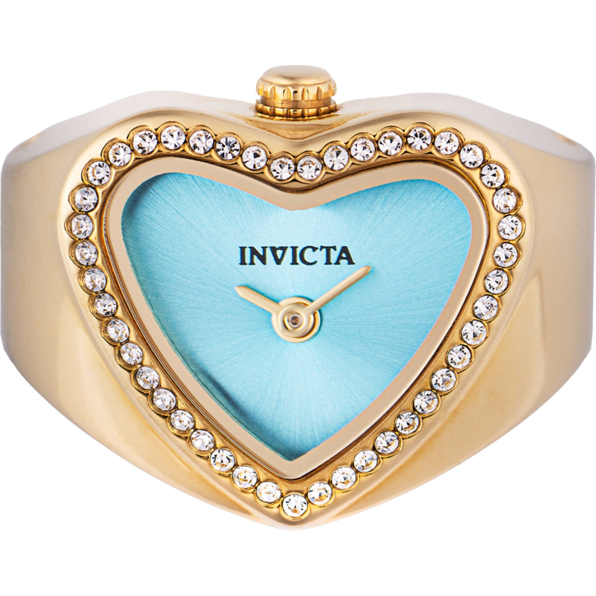 Invicta Women's Mini Ring Watch - Angel Yellow Gold Case Light Blue Dial | 49576