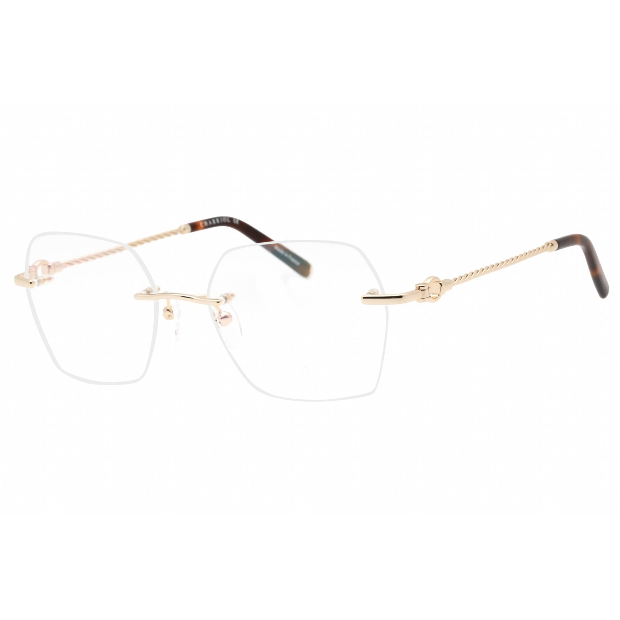 Charriol Women's Eyeglasses - Shiny Gold/Tortoise Metal Geometric Frame | PC71069 C01