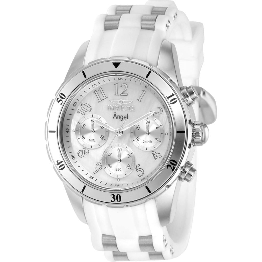 Invicta Women's Watch - Angel Quartz Chrono Silver Tone and White Dial Strap | 37347