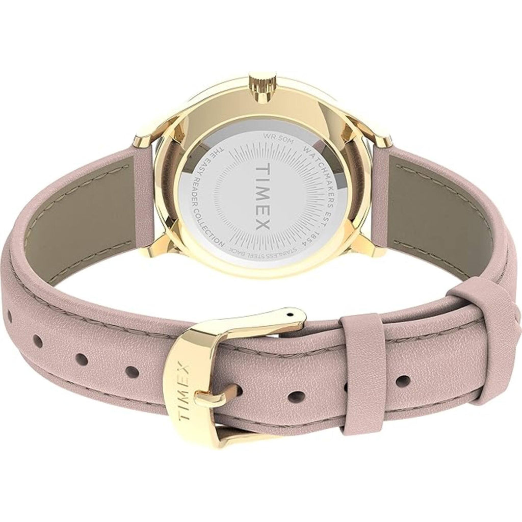 Timex Women's Watch - Easy Reader Quartz White Dial Pink Leather Strap | TW2V25200