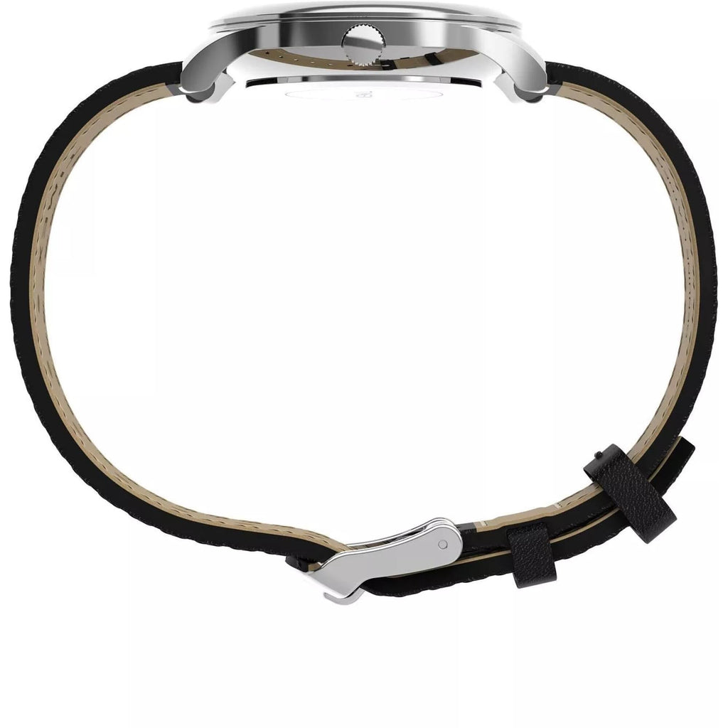 Timex Women's Watch - Easy Reader Quartz White Dial Black Leather Strap | TW2W15900