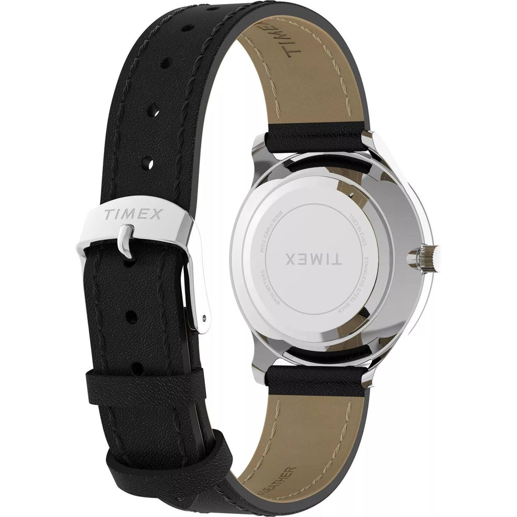 Timex Women's Watch - Easy Reader Quartz White Dial Black Leather Strap | TW2W15900