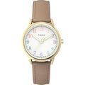 Timex Women's Watch - Easy Reader Quartz White Dial Brown Leather Strap | TW2W32400