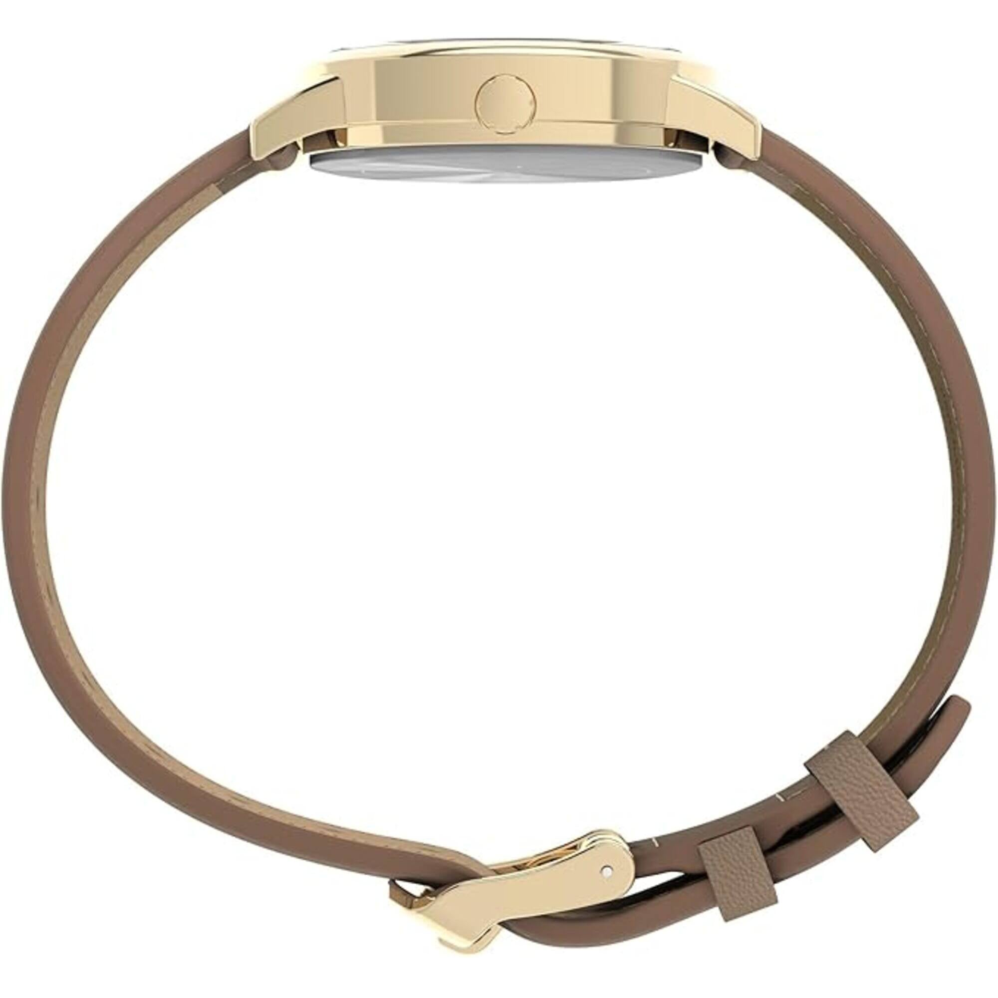 Timex Women's Watch - Easy Reader Quartz White Dial Brown Leather Strap | TW2W32400