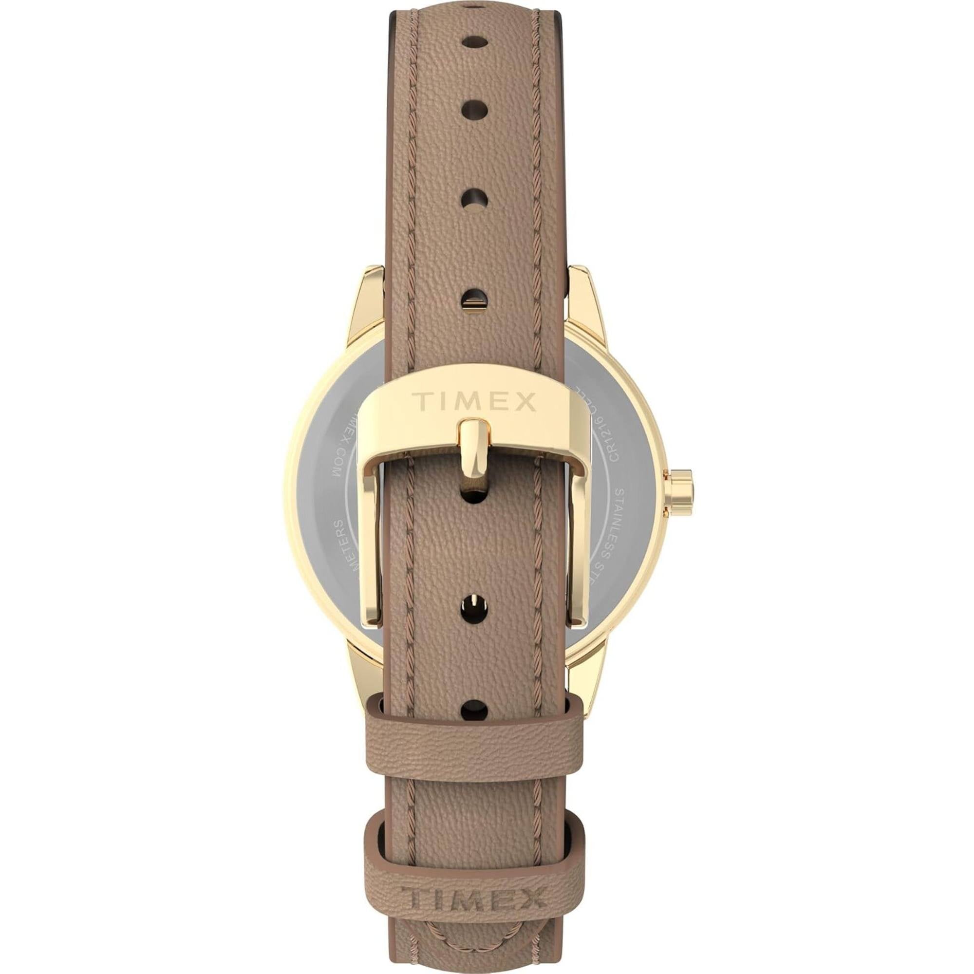 Timex Women's Watch - Easy Reader Quartz White Dial Brown Leather Strap | TW2W32400