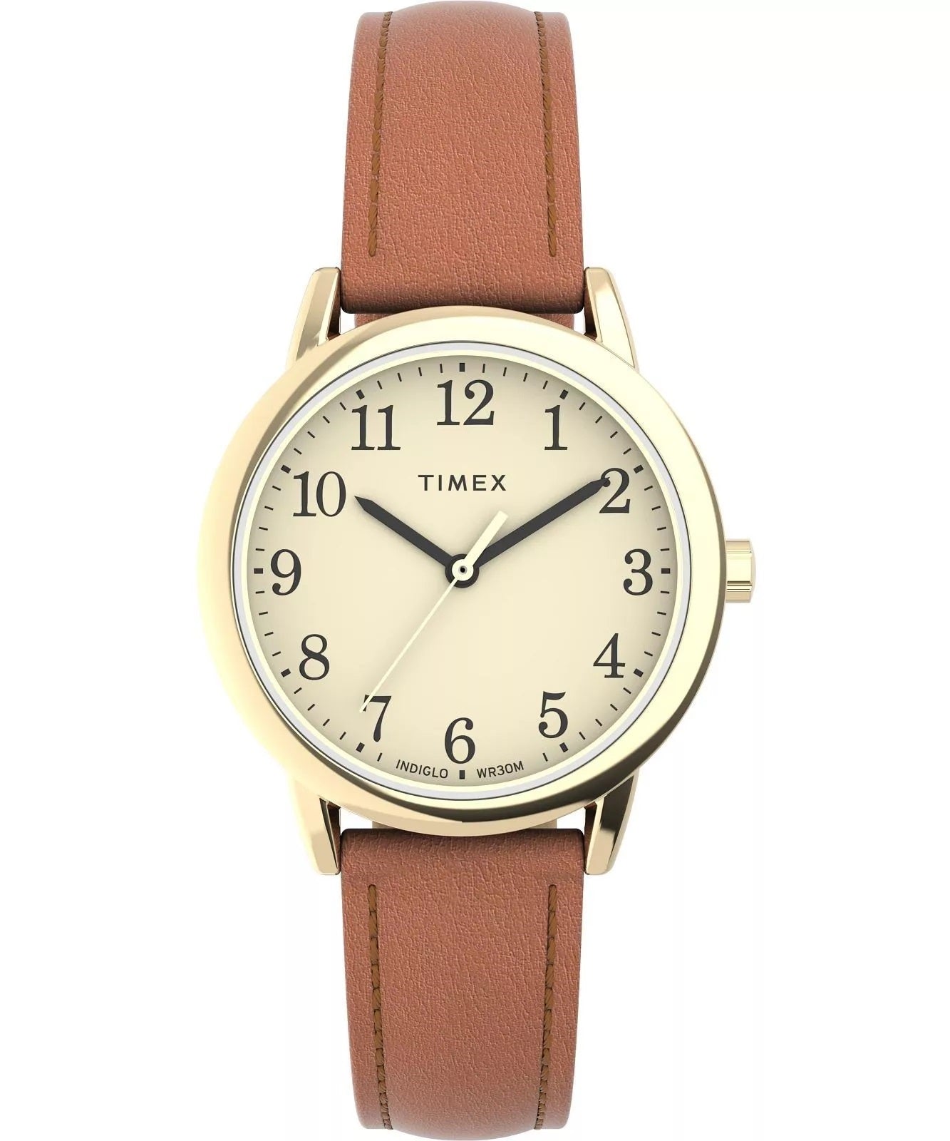 Timex Women's Watch - Easy Reader Quartz Beige Dial Brown Leather Strap | TW2V69200