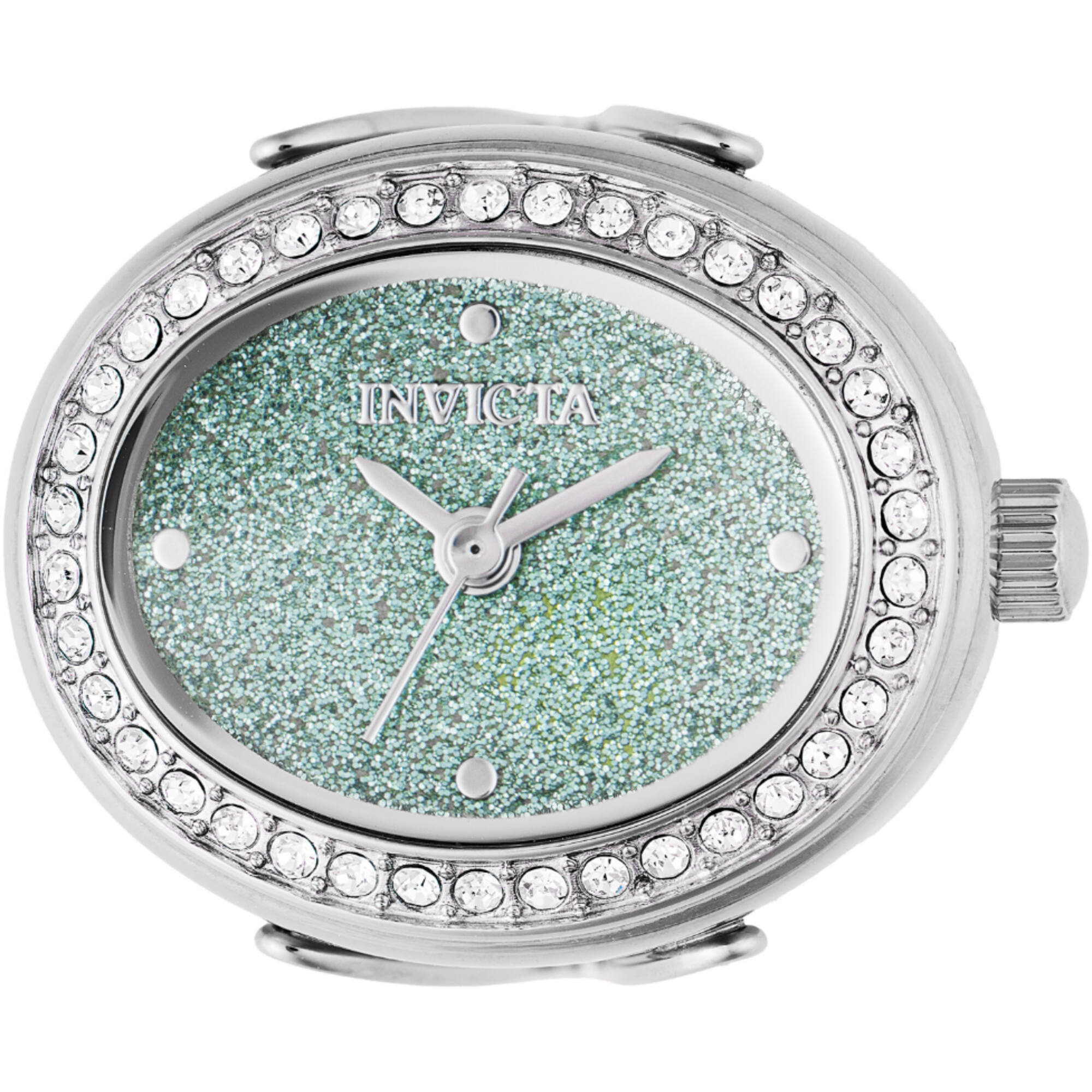 Invicta Women's Mini Ring Watch - Angel Green Glitter Dial Steel Bracelet | 49597