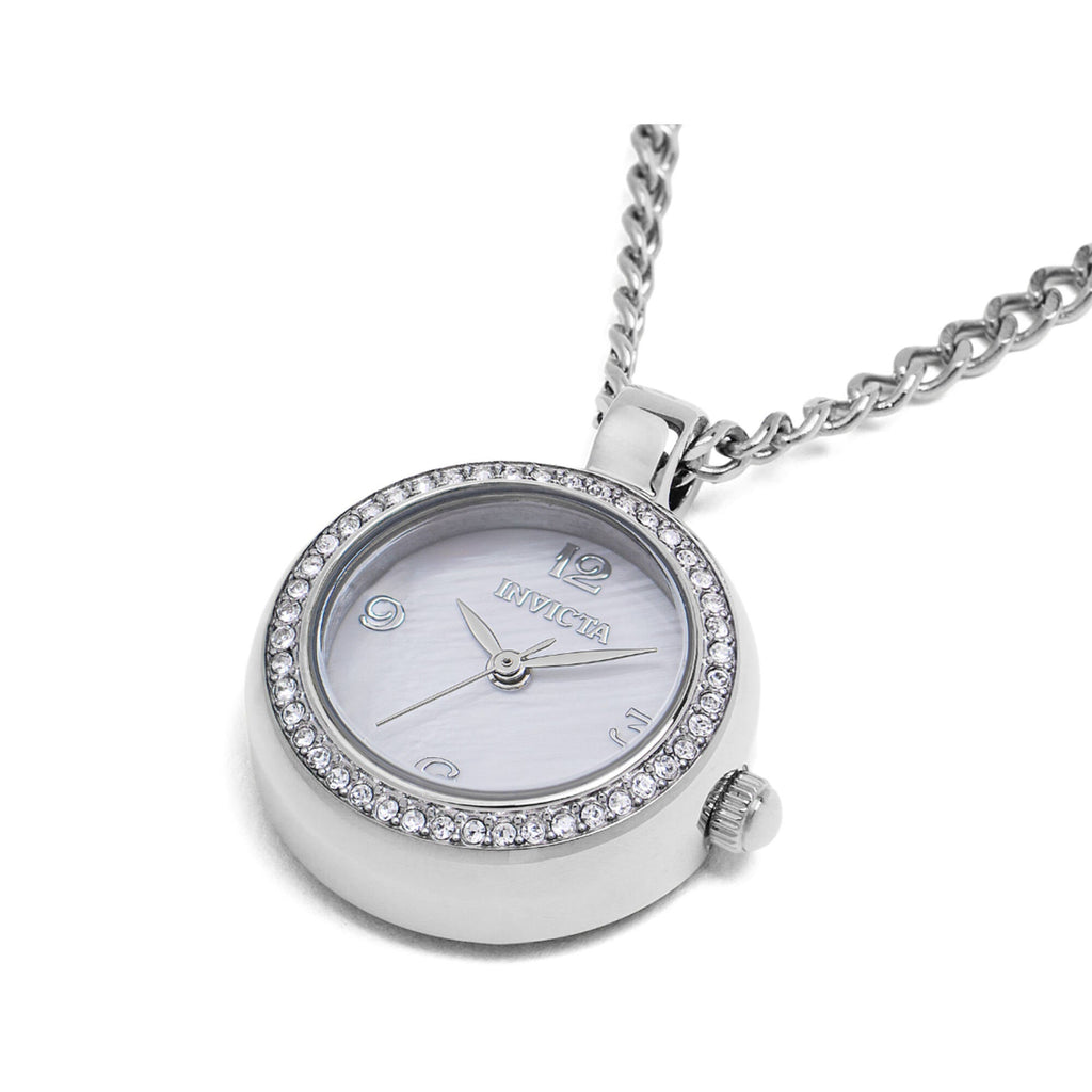 Invicta Women's Necklace Watch - Mini Angel Black MOP Dial Silver Crystal | 49931