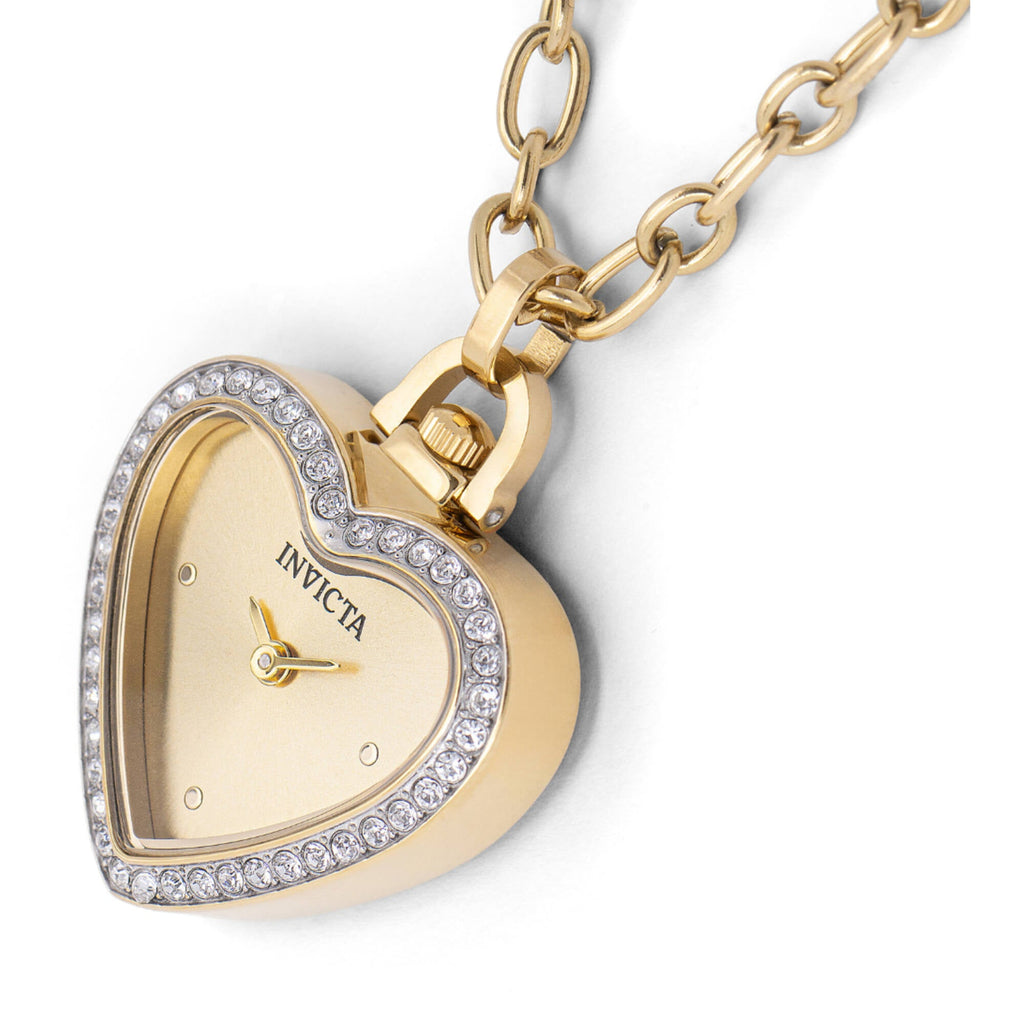 Invicta Women's Necklace Watch - Mini Heart Shape Pendant Yellow Gold Chain | 49938