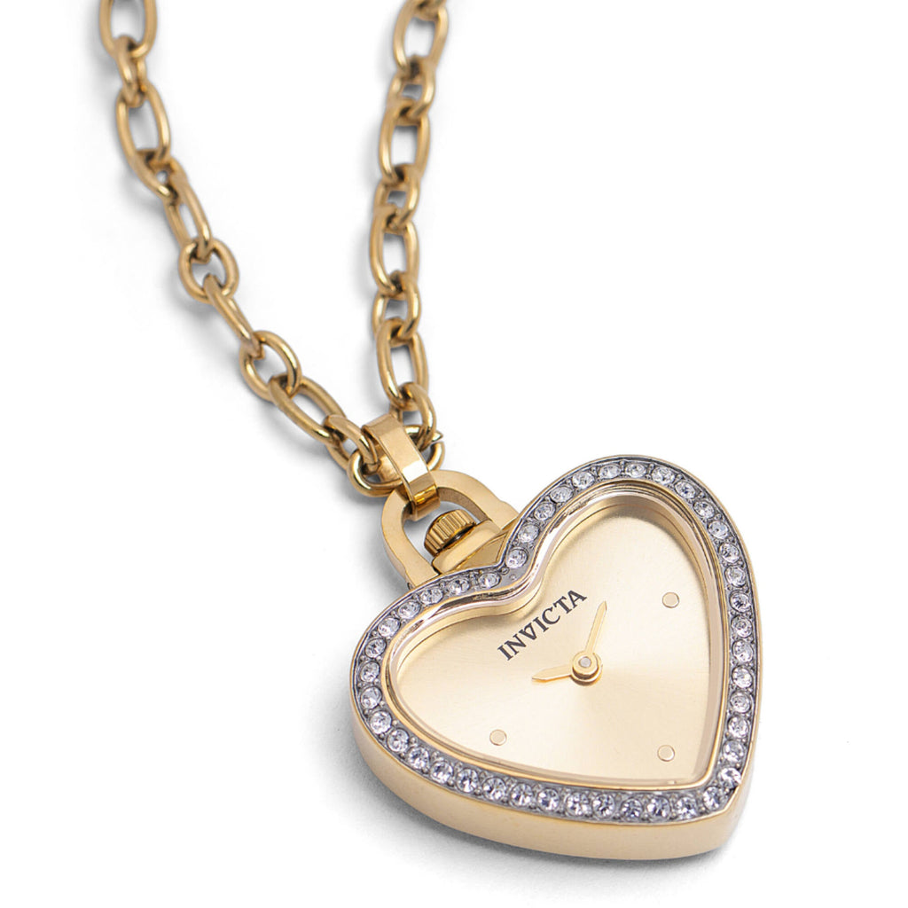 Invicta Women's Necklace Watch - Mini Heart Shape Pendant Yellow Gold Chain | 49938