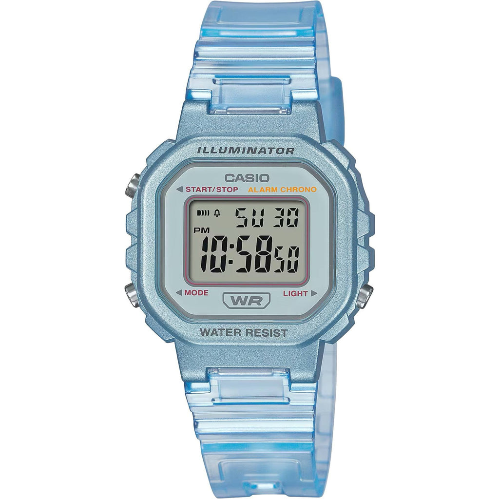Casio Women's Watch - Chronograph Grey Digital Dial Blue Resin Strap | LA-20WHS-2ACF