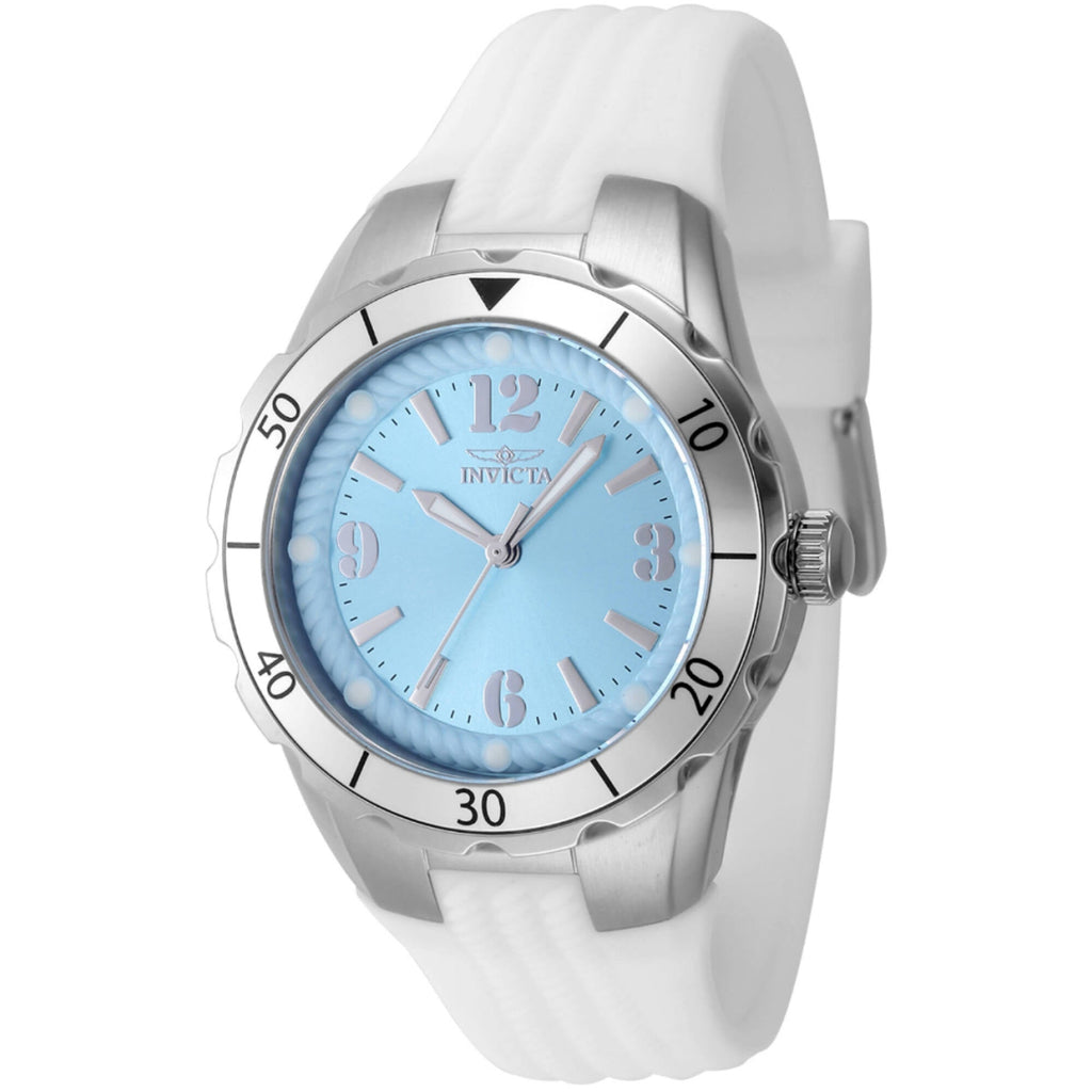 Invicta Women's Watch - Angel Quartz Light Blue Dial White Silicone Strap | 48848
