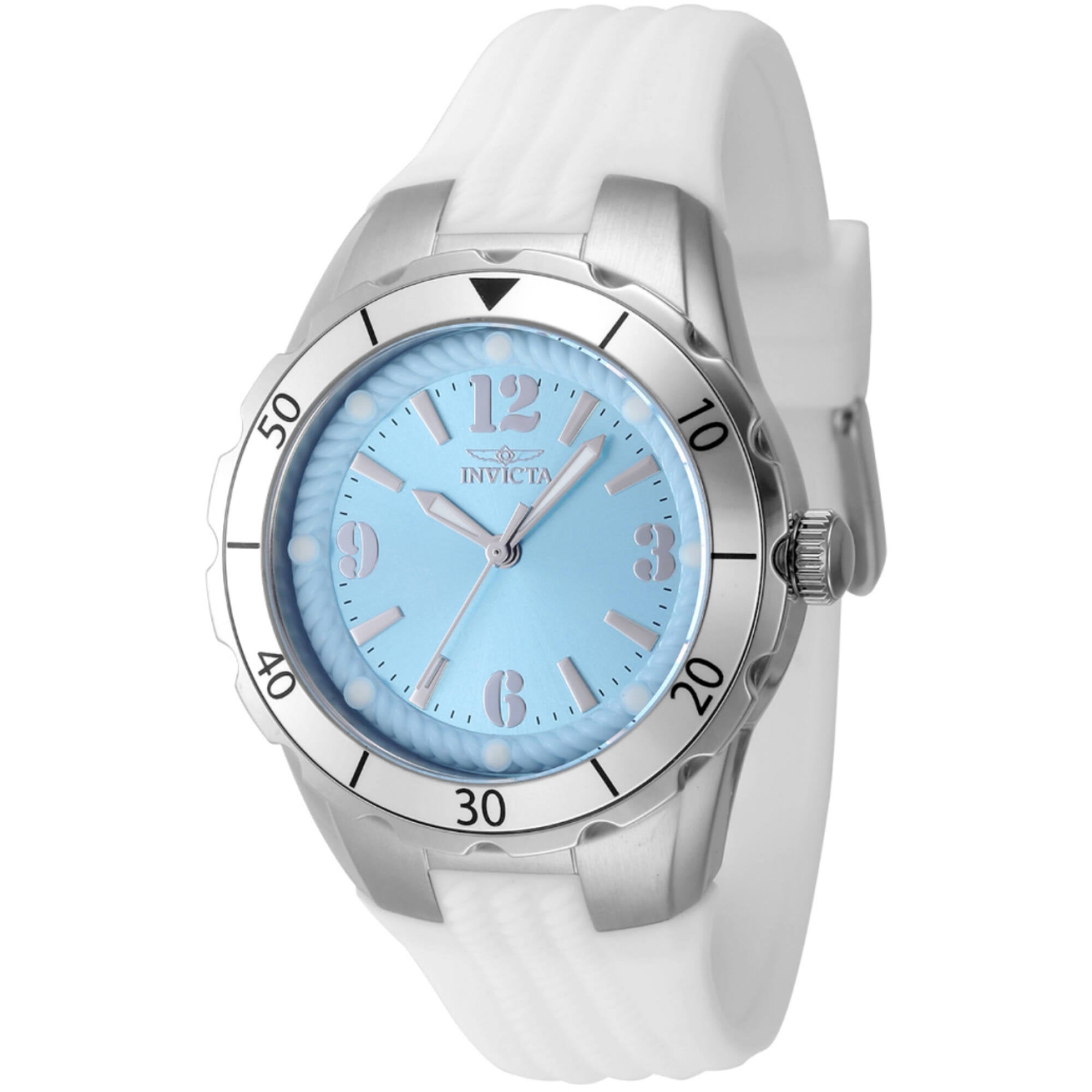 Invicta Women's Watch - Angel Quartz Light Blue Dial White Silicone Strap | 48848