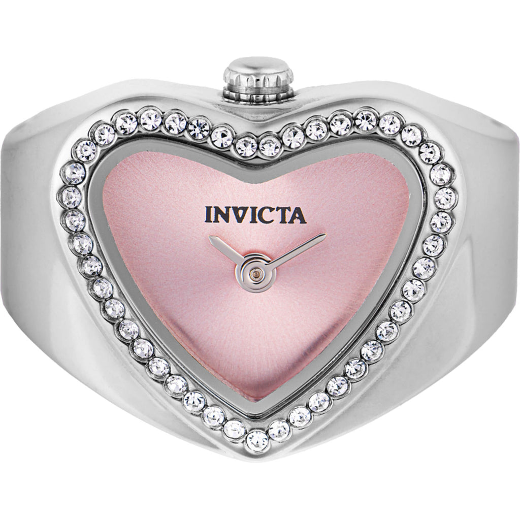 Invicta Women's Ring Watch - Angel Mini Pink Dial Crystal Bezel Steel | 49571