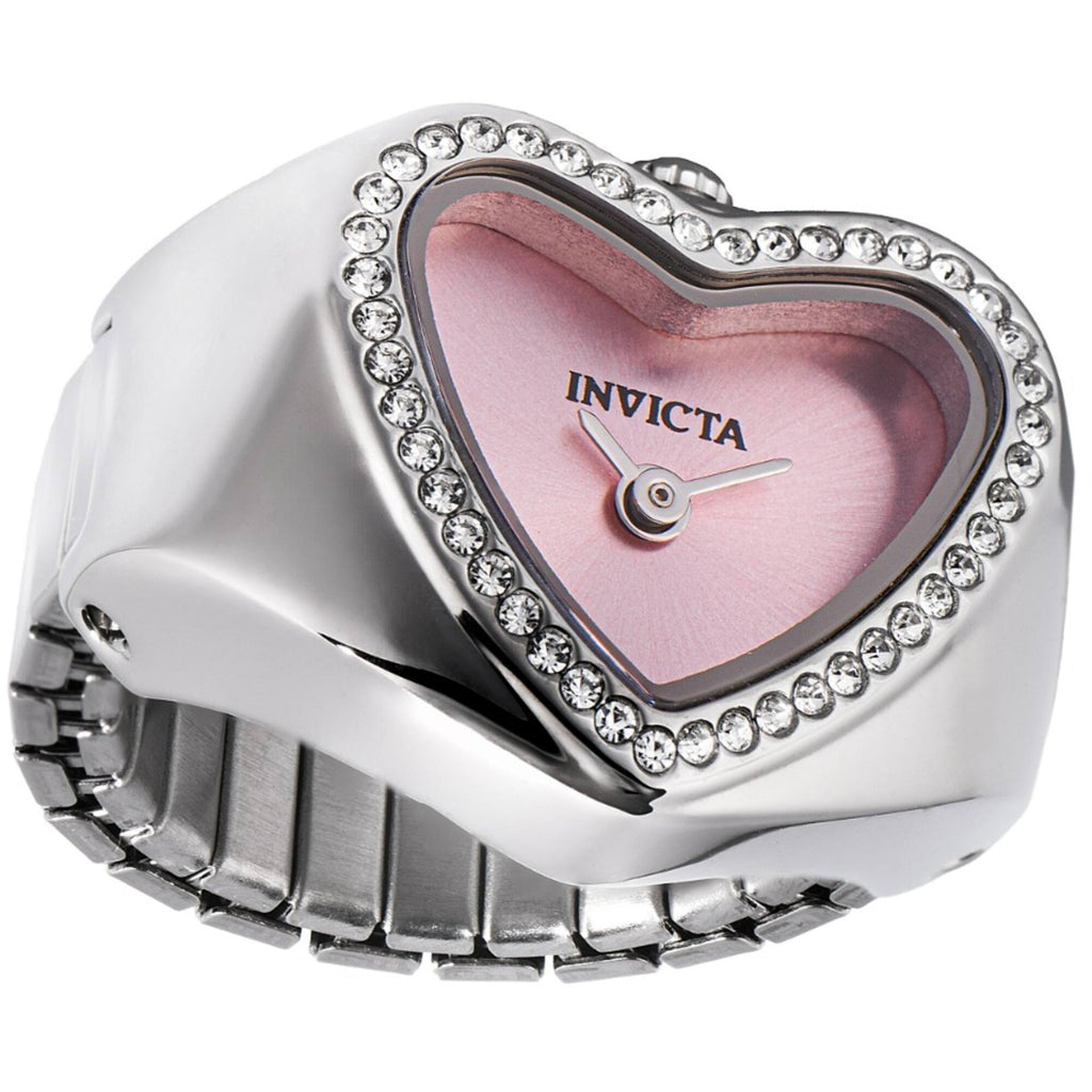 Invicta Women's Ring Watch - Angel Mini Pink Dial Crystal Bezel Steel | 49571