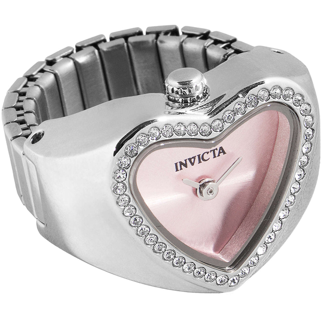 Invicta Women's Ring Watch - Angel Mini Pink Dial Crystal Bezel Steel | 49571
