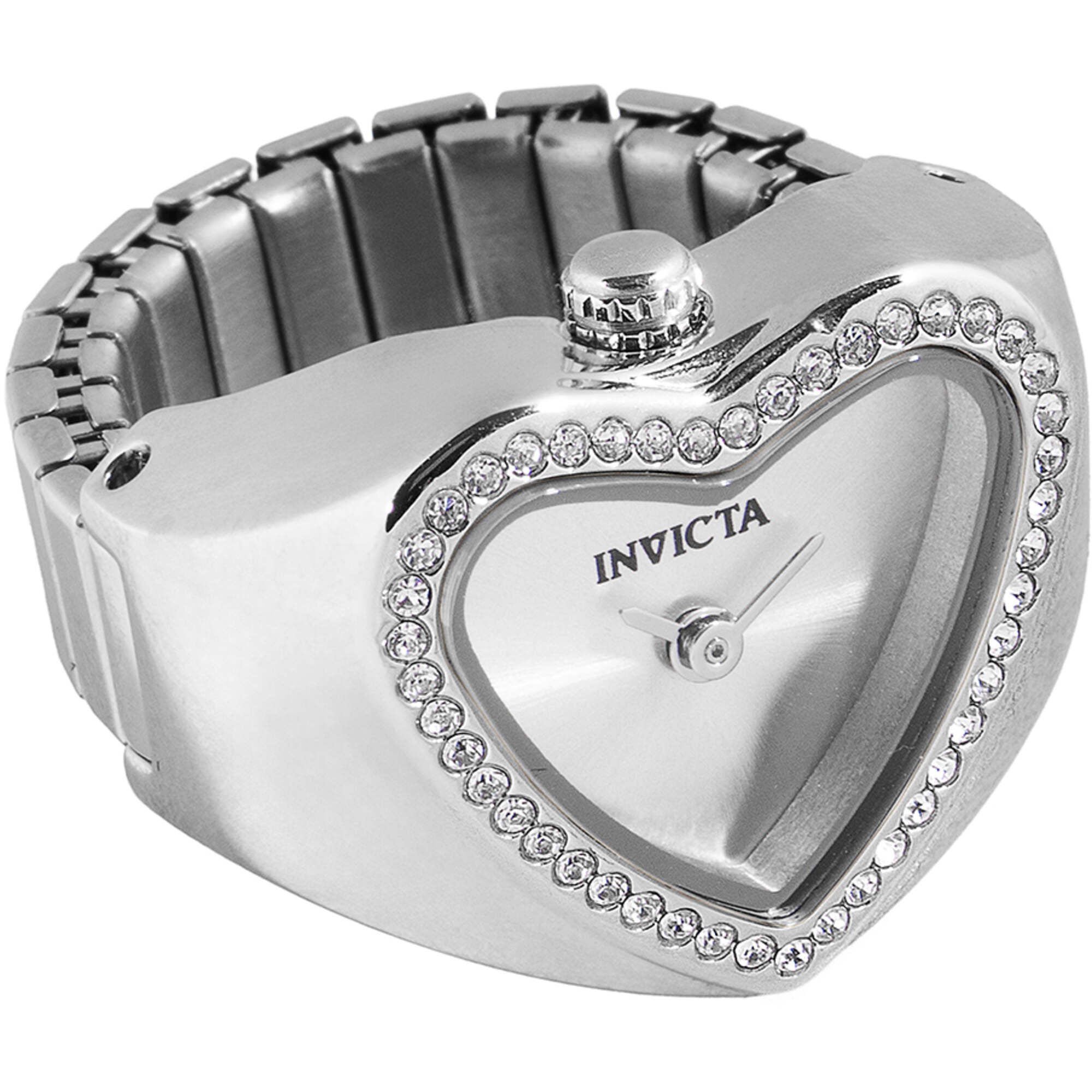 Invicta Women's Ring Watch - Angel Mini Silver Tone Dial Crystal Steel | 49572