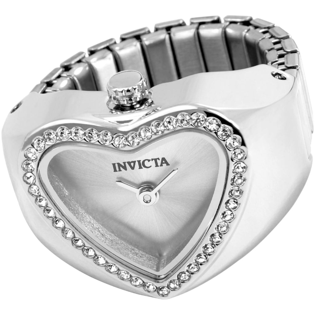 Invicta Women's Ring Watch - Angel Mini Silver Tone Dial Crystal Steel | 49572