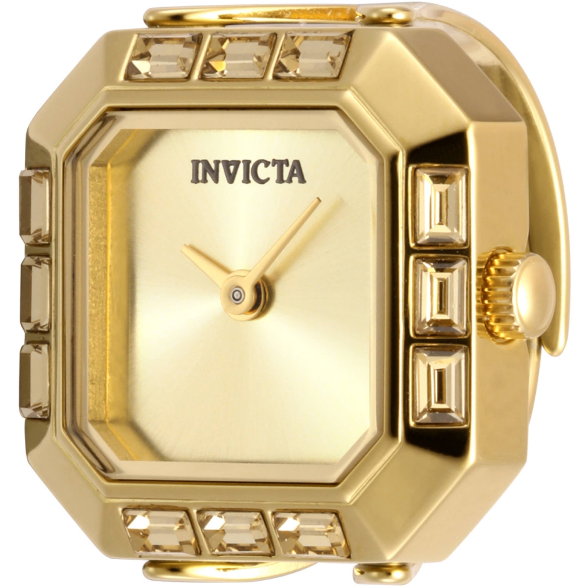 Invicta Women's Ring Watch - Angel Mini Yellow Gold Rectangular Crystal | 49585