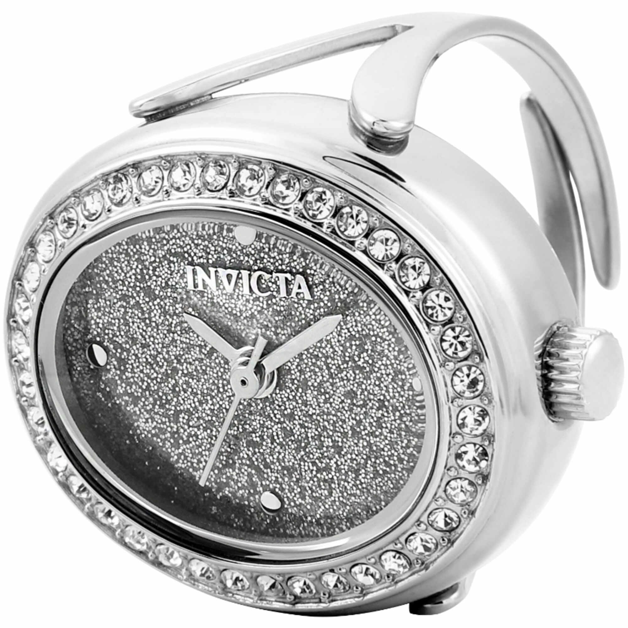 Invicta Women's Ring Watch - Mini Glitter Silver Tone Dial Stainless Steel | 49594