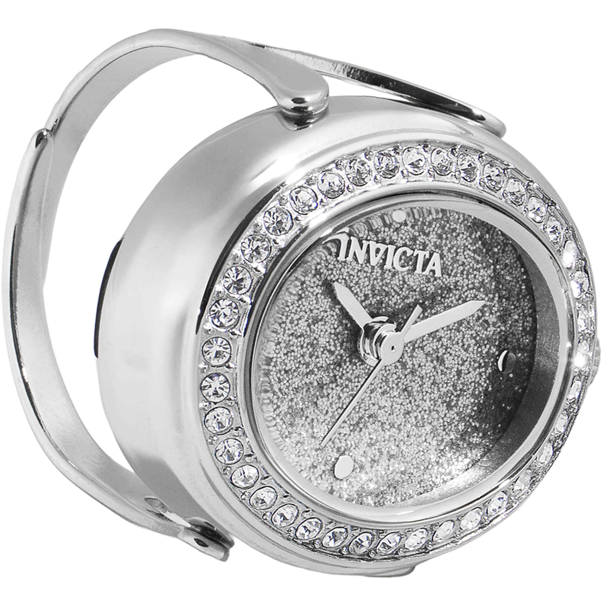 Invicta Women's Ring Watch - Mini Glitter Silver Tone Dial Stainless Steel | 49594