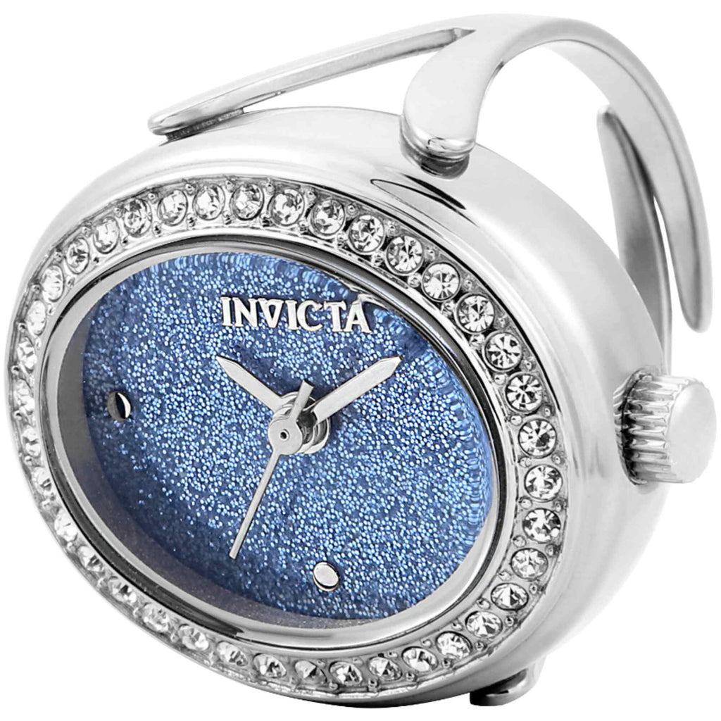 Invicta Women's Ring Watch - Mini Quartz Glitter Blue Dial Stainless Steel | 49596