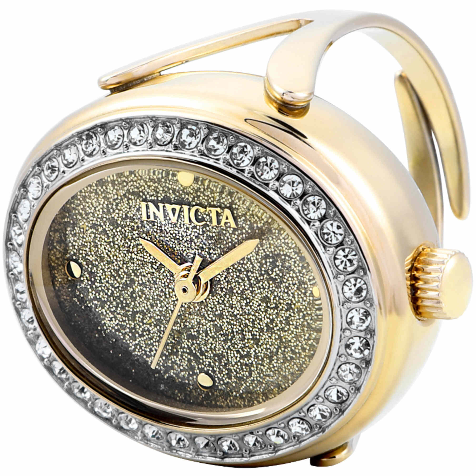 Invicta Women's Ring Watch - Mini Quartz Glitter Gold Tone Dial Steel | 49598
