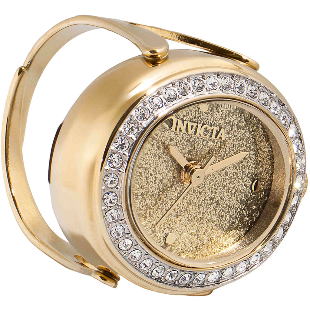 Invicta Women's Ring Watch - Mini Quartz Glitter Gold Tone Dial Steel | 49598