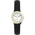 Timex Women's Watch - Easy Reader Quartz White Dial Black Leather Strap | T20433