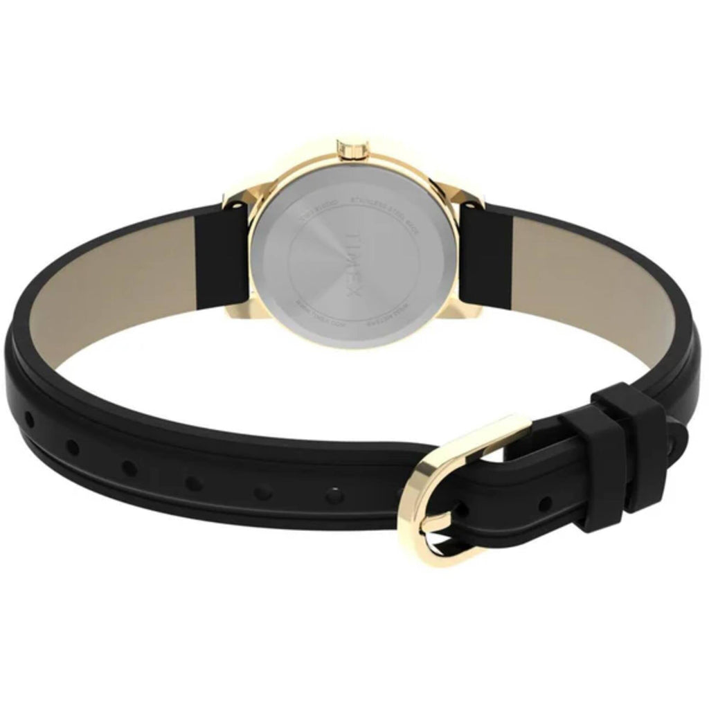 Timex Women's Watch - Easy Reader Quartz White Dial Black Leather Strap | T20433