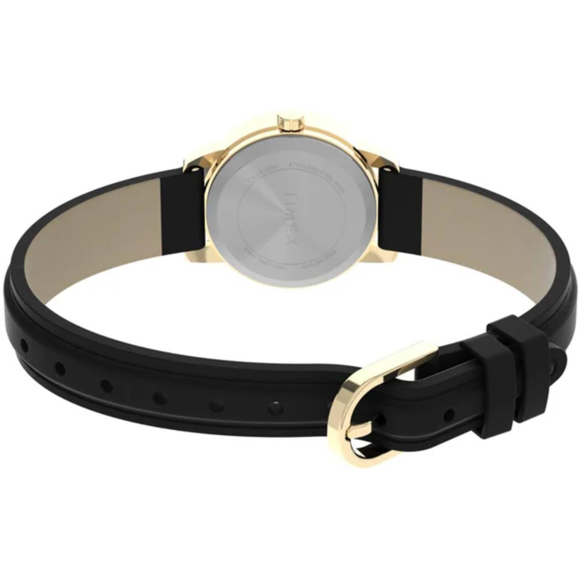 Timex Women's Watch - Easy Reader Quartz White Dial Black Leather Strap | T20433