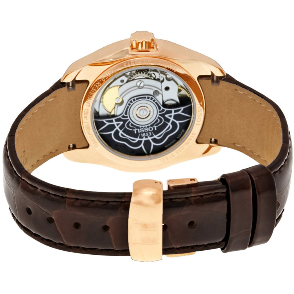 Tissot Women's Watch - Couturier Silver Tone Dial Brown Leather Strap | T0352073603100