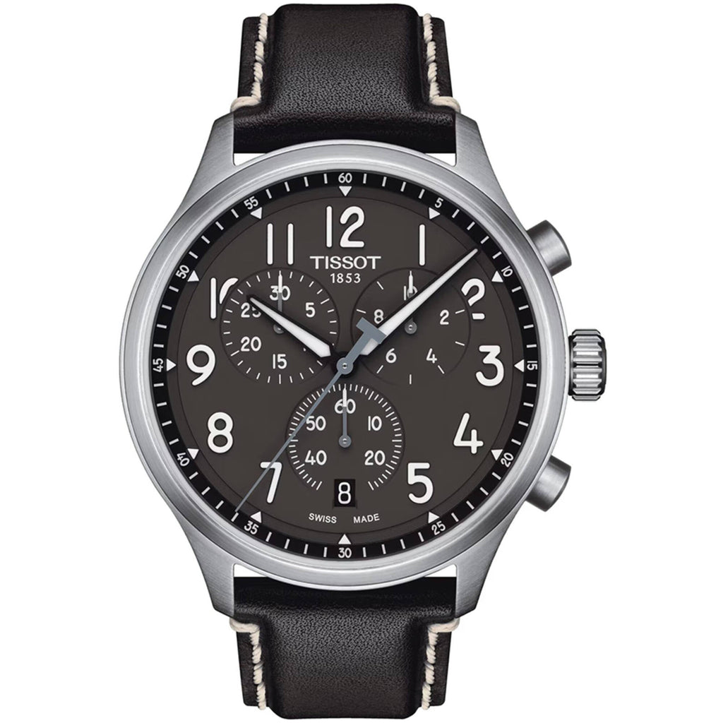 Tissot Men's Watch - T-Sport Chronograph Black Dial Leather Strap | T1166171606200