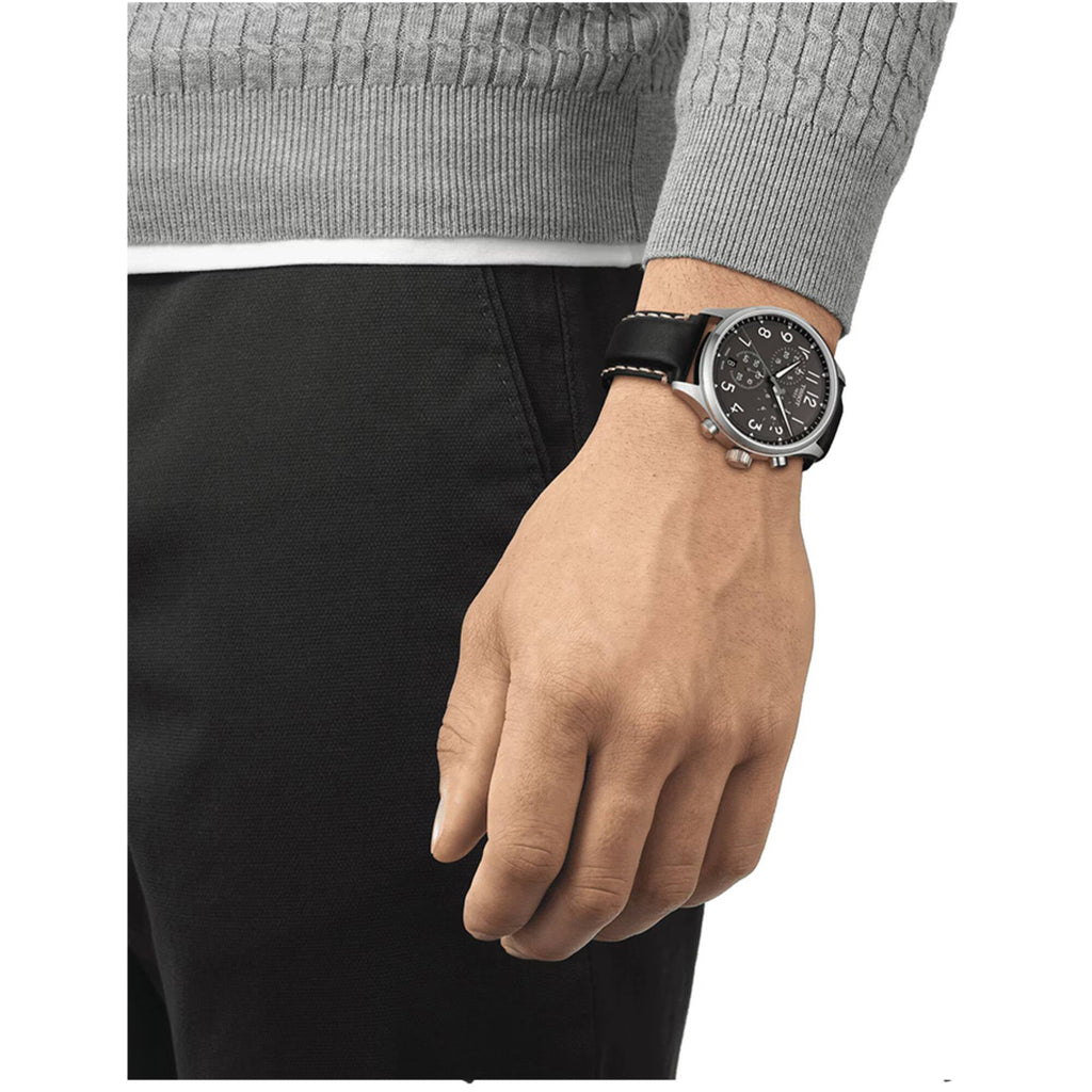 Tissot Men's Watch - T-Sport Chronograph Black Dial Leather Strap | T1166171606200
