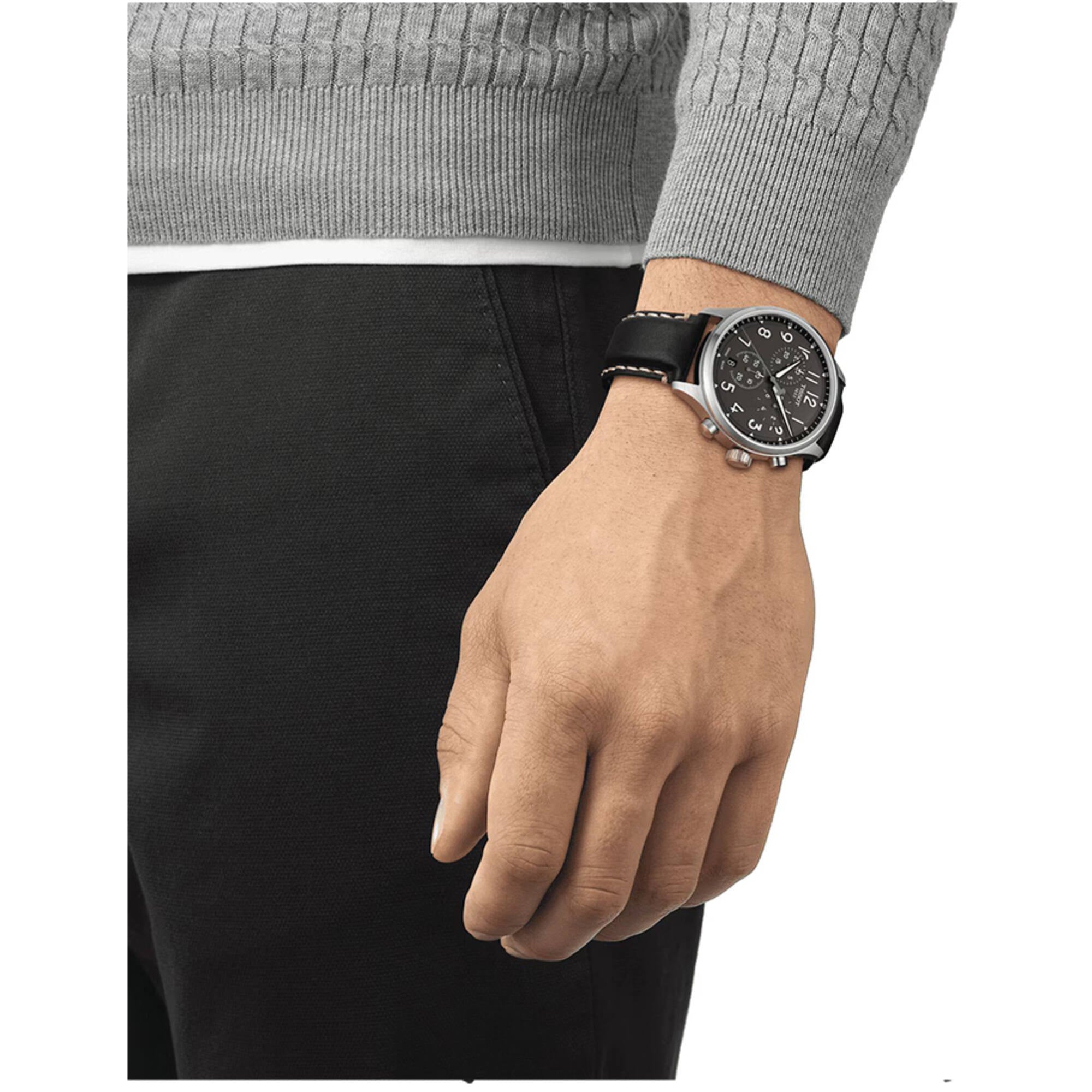 Tissot Men's Watch - T-Sport Chronograph Black Dial Leather Strap | T1166171606200