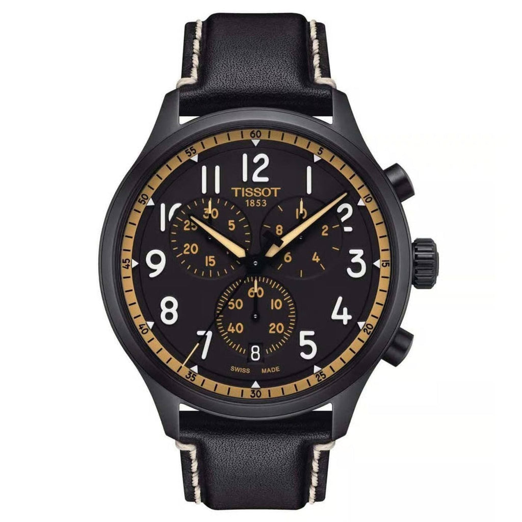 Tissot Men's Watch - T-Sport Quartz Chronograph Black Leather Strap | T1166173605202
