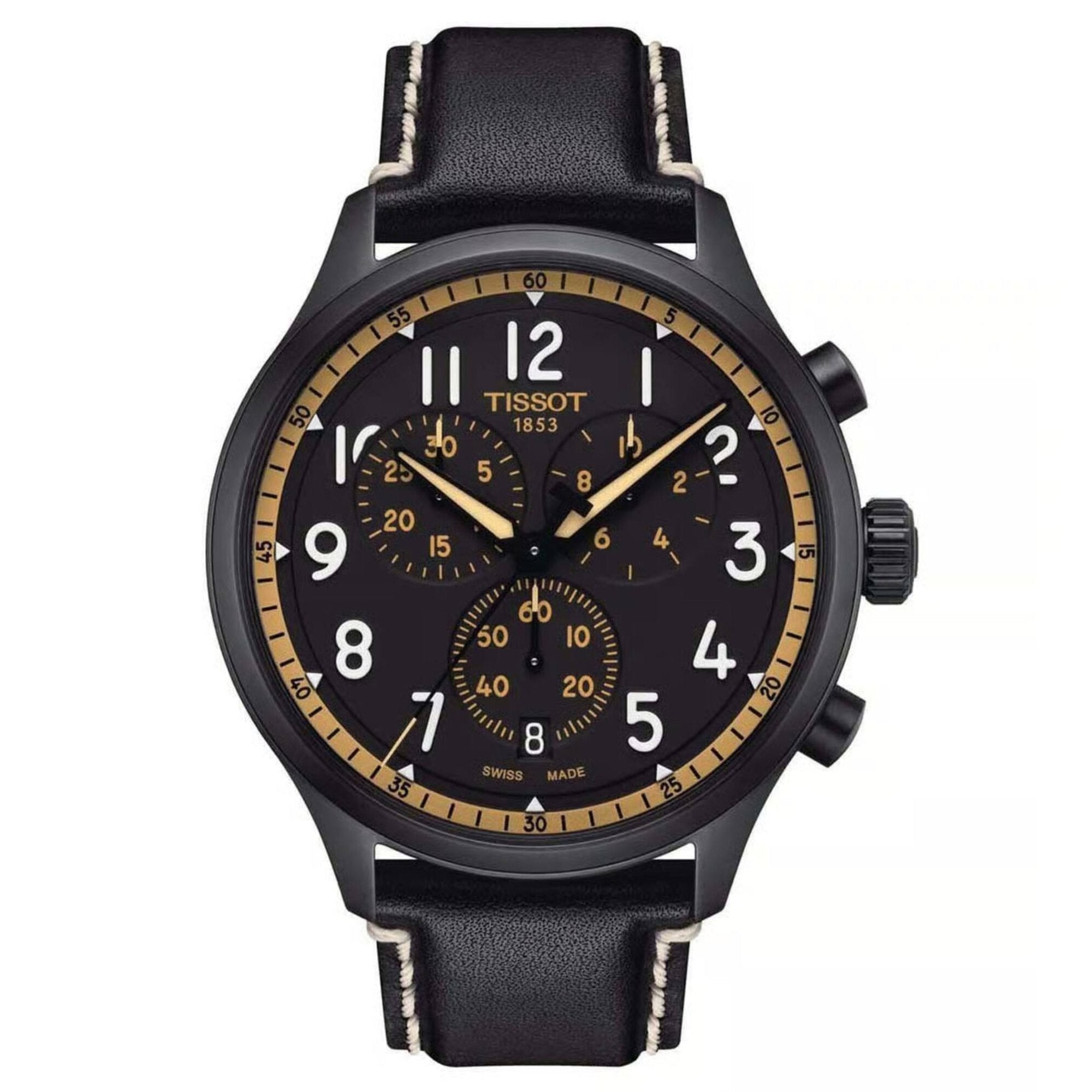 Tissot Men's Watch - T-Sport Quartz Chronograph Black Leather Strap | T1166173605202