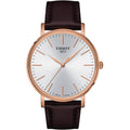 Tissot Men's Watch - Everytime Quartz White Dial Brown Leather Strap | T1434103601100