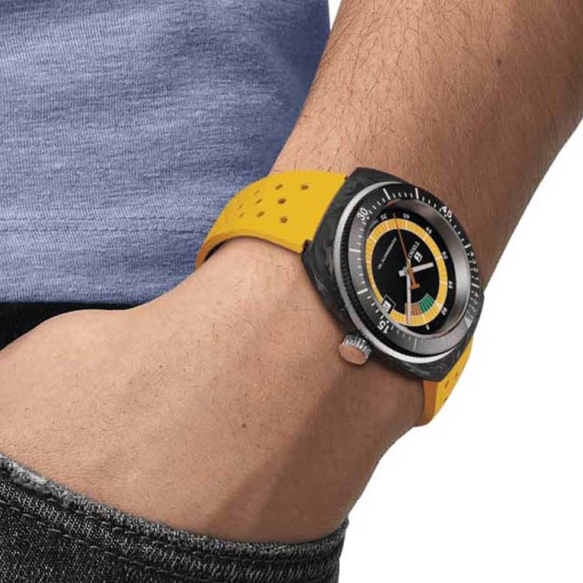 Tissot Men's Watch - Sideral Automatic Black and Yellow Dial Strap | T1454079705700
