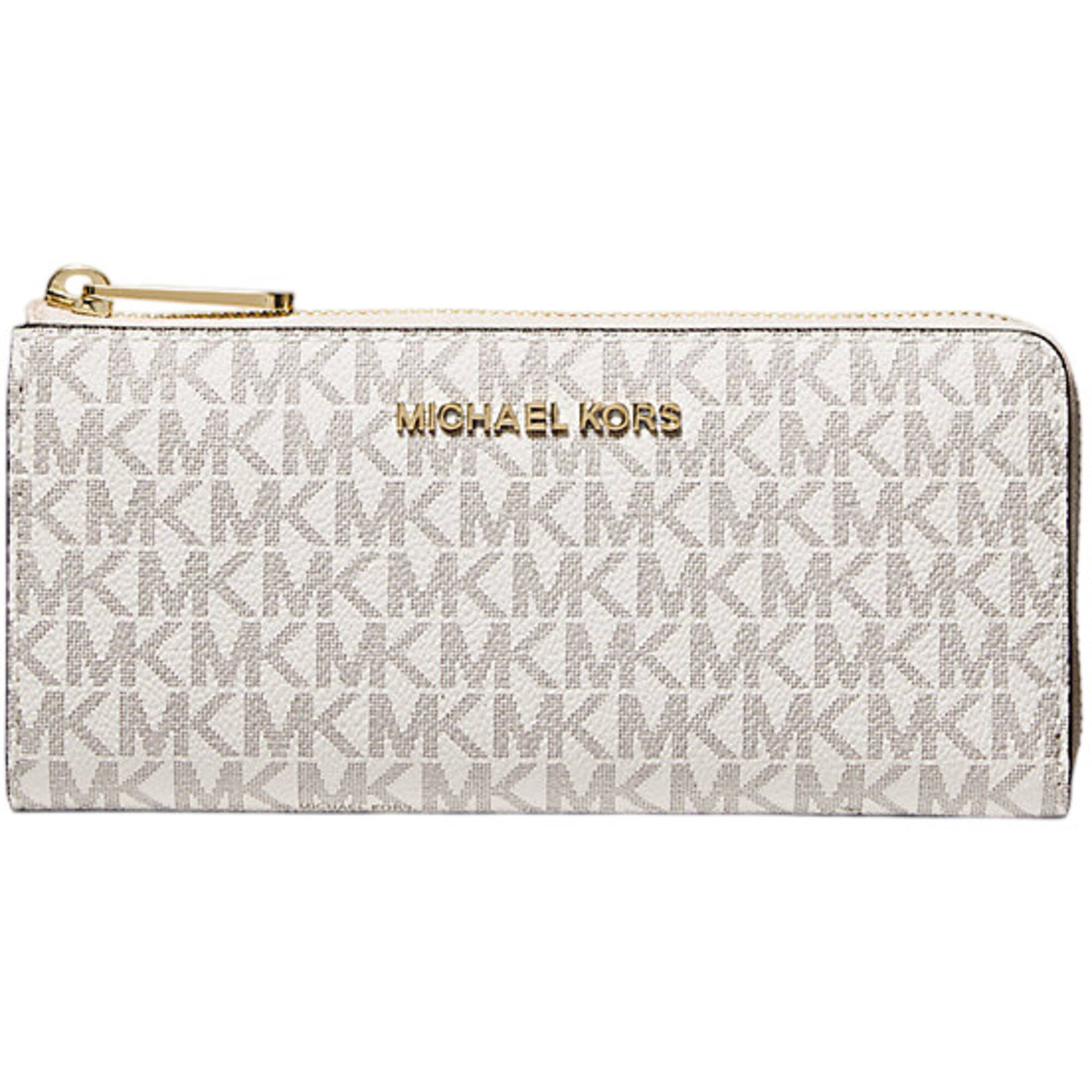 Michael Kors Women's Wallet - Jet Set Large Quarter-Zip, Vanilla | 35F8GTVZ3B VLA