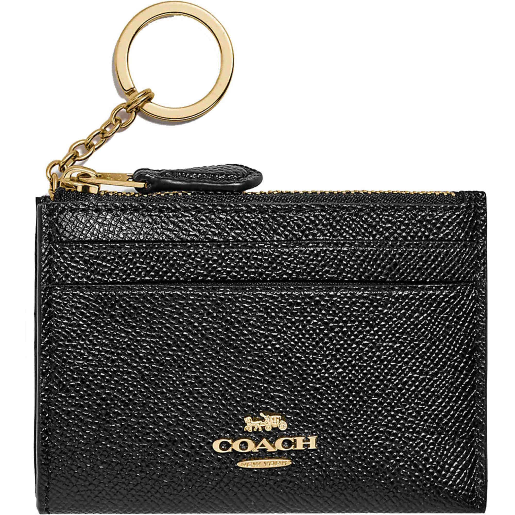 Coach Women's Case - Mini Skinny Id Crossgrain Leather, Gold/Black | 88250 BLK