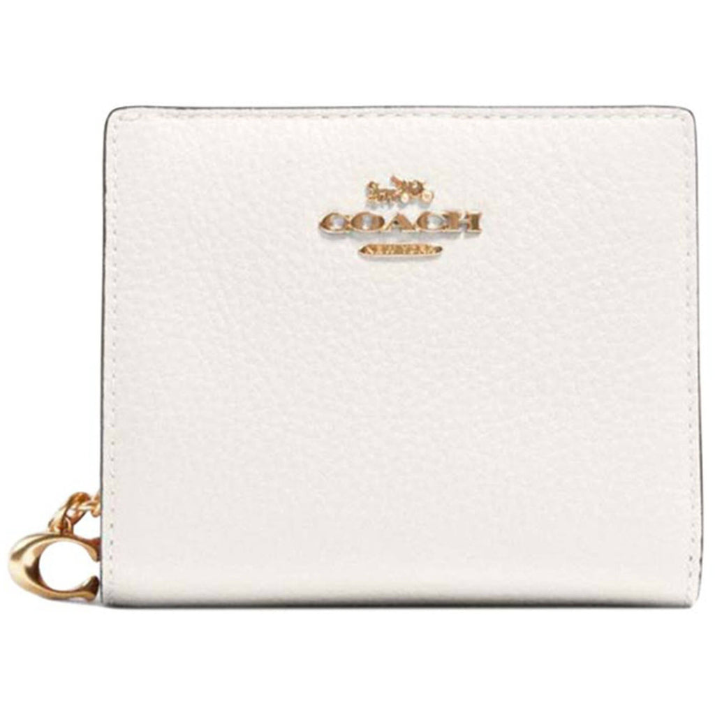 Coach Women's Snap Wallet - Bifold Refined Pebble Leather, Gold/Chalk | C2862 CHK
