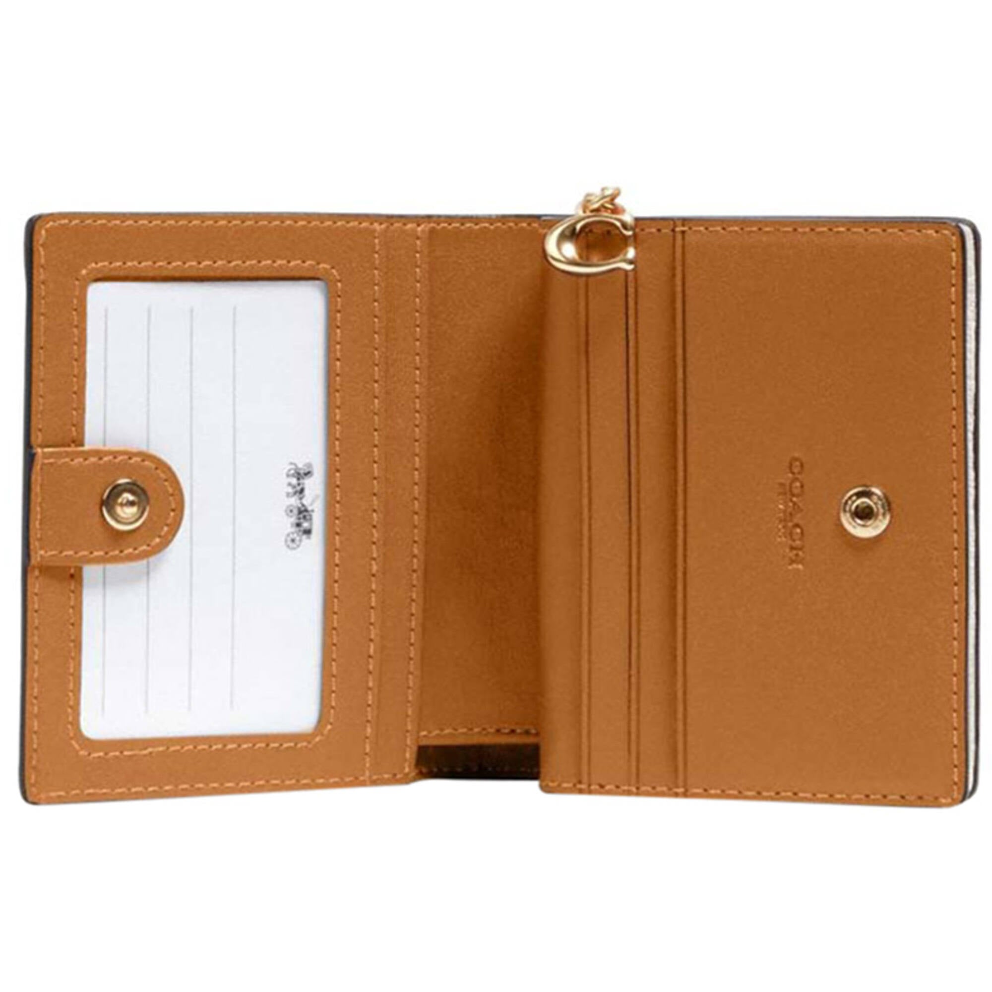 Coach Women's Snap Wallet - Bifold Refined Pebble Leather, Gold/Chalk | C2862 CHK