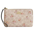 Coach Women's Wristlet - Large Corner Zip Canvas, Gold/Sand Multi | CBA72 MLT