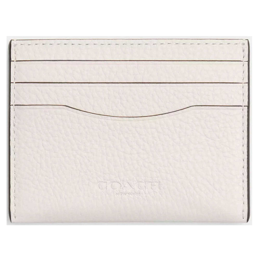 Coach Women's Card Case - Refined Pebble Leather Slim Id, Chalk | CP209 CHK